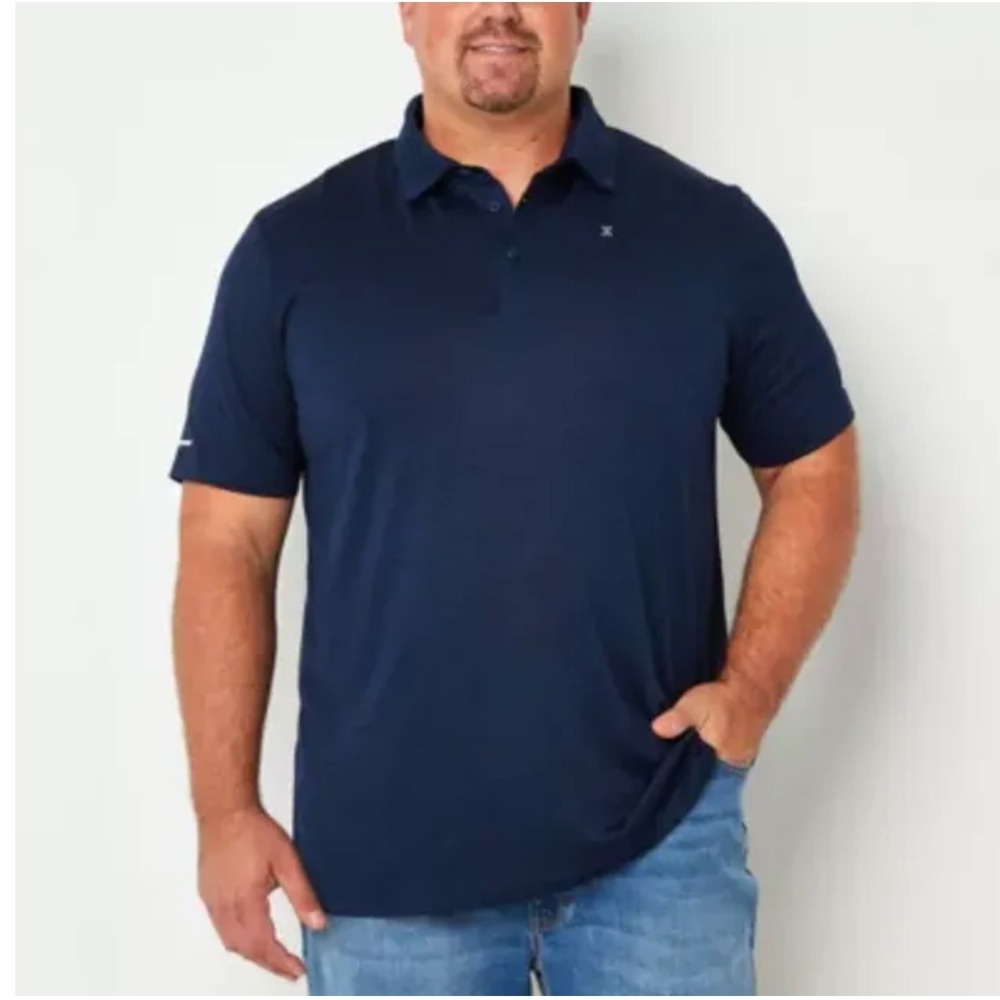 Xersion 4XLT Navy Blue Lifestyle Everyday Short Sleeve Polo Shirt‎